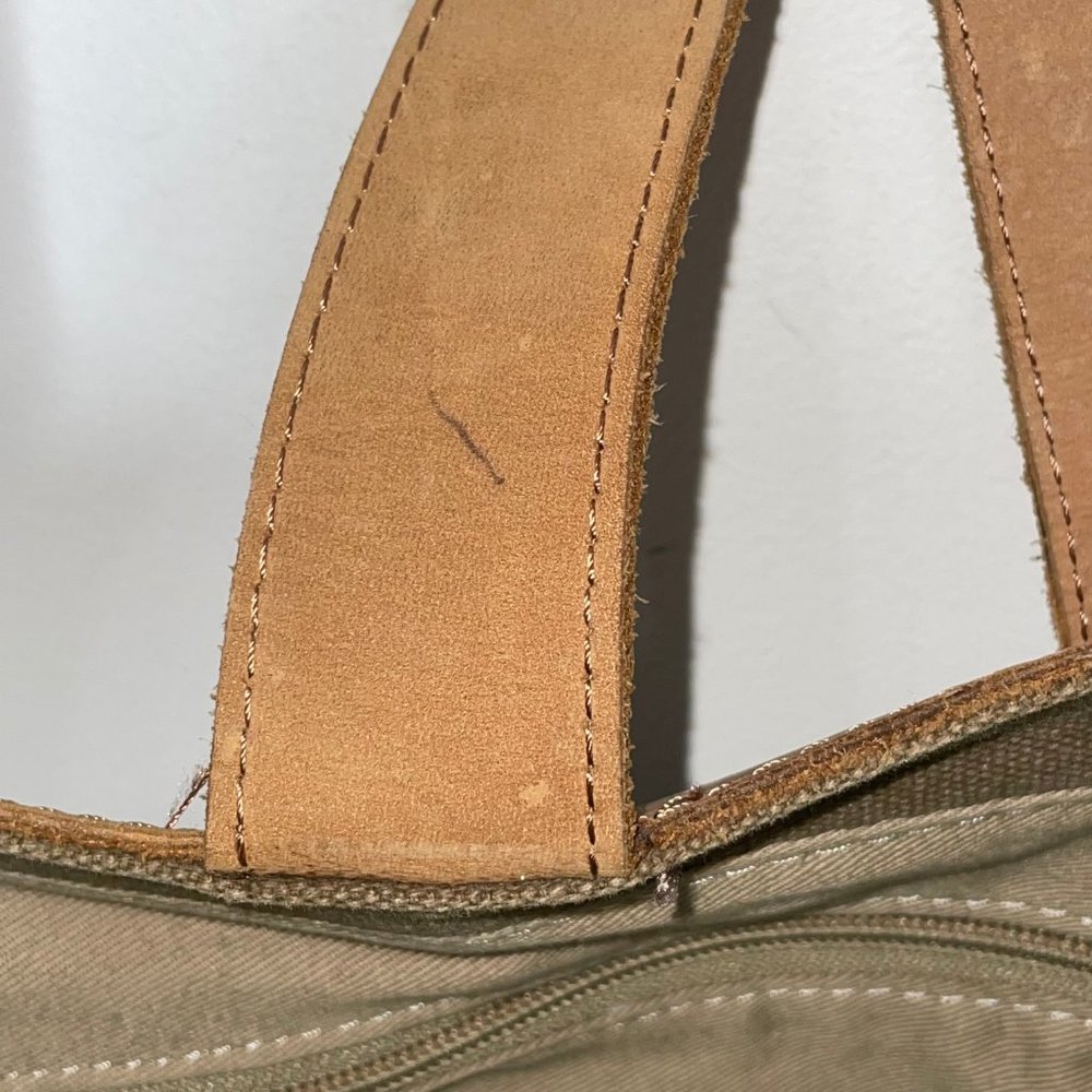 LL Bean Tote Handbag Canvas Leather Trim & Handles Large Purse Gorpcore,  Great - Picture 7 of 10